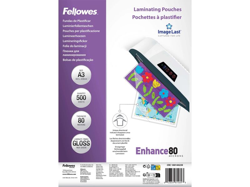 Fellowes Laminierfolie ImageLast A3, 80 µm, Glänzend; Transparent