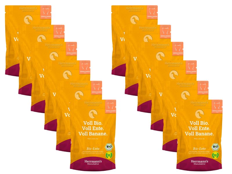 Herrmann's Bio-Nassfutter Bio Ente mit Kartoffeln und Banane 12 x 100 g