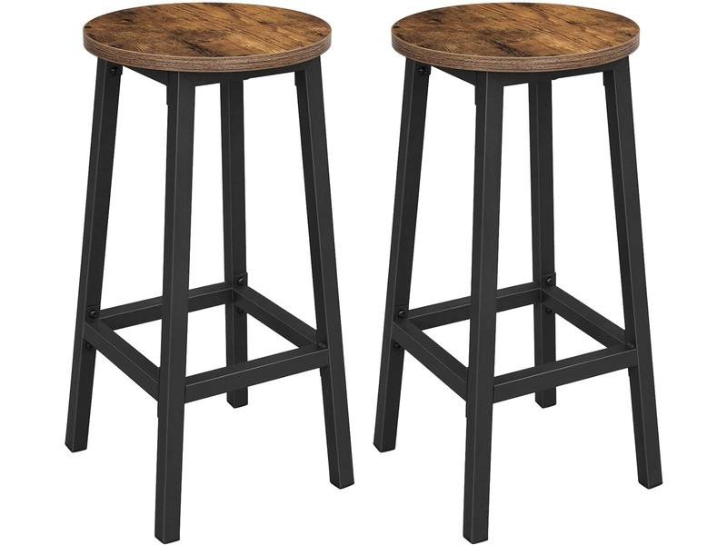 [1171298] VASAGLE Barhocker rund, 2er Set 32 x 65 cm, Schwarz/Braun