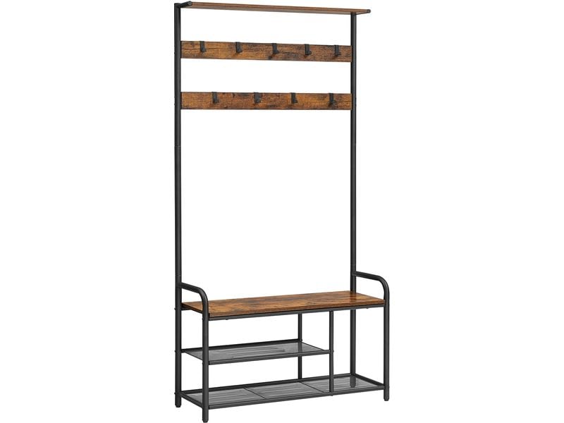 VASAGLE Garderobe mit Schuhregal 85 cm x 180.5 cm, Braun