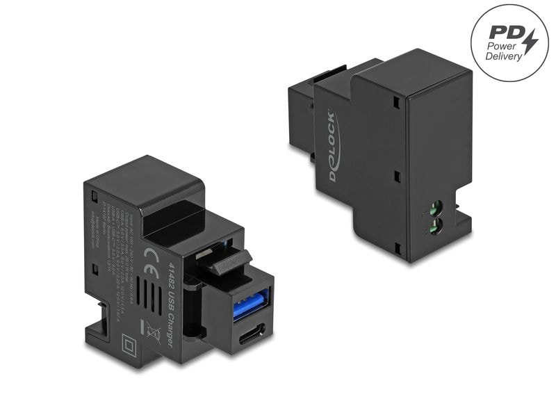 Delock Keystone-Modul 2 Pin Terminalblock zu USB Type-C – A Buchse