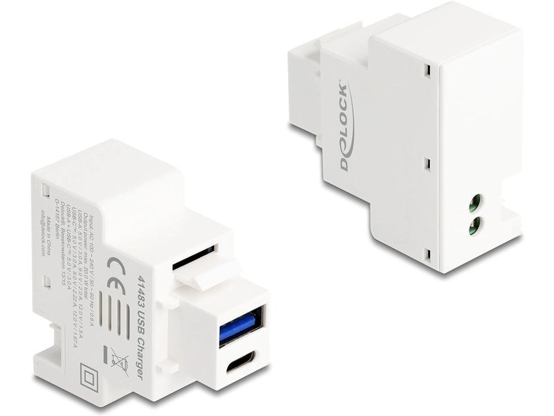Delock Keystone-Modul 2 Pin Terminalblock zu USB Typ-A-C PD 20 W