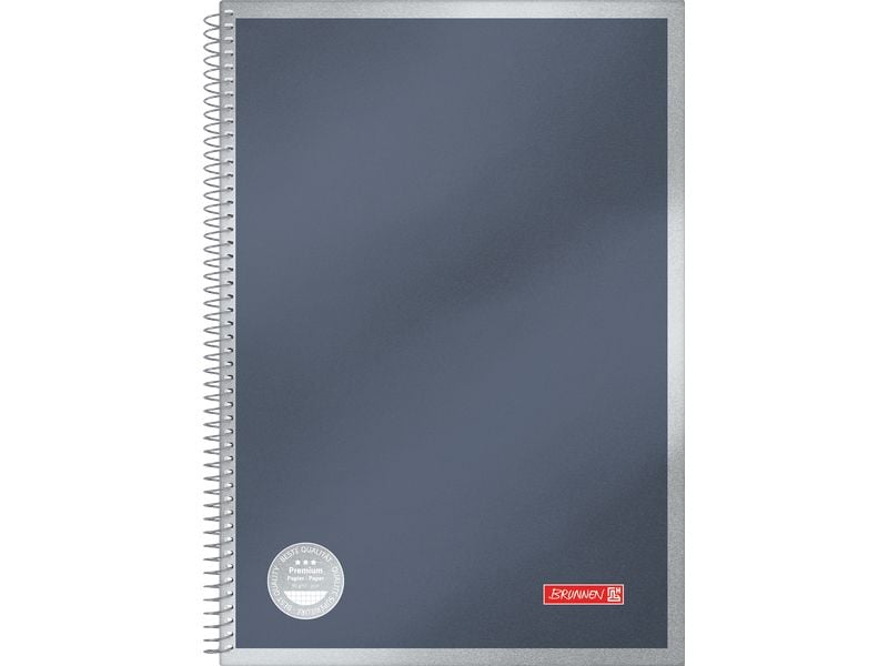 Brunnen Notizbuch Premium Metallic A4, kariert, 100 Blatt, Anthrazit
