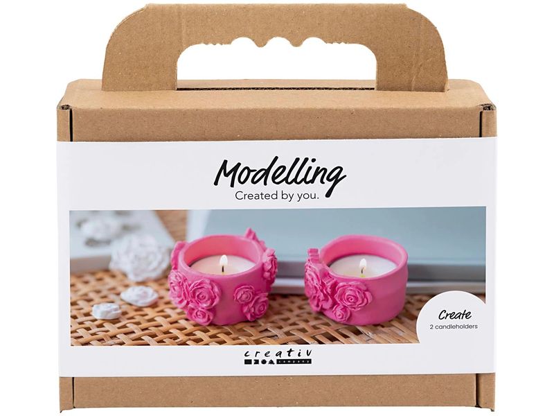 [2086255] Creativ Company Bastelset Modellieren, Teelichthalter, Pink