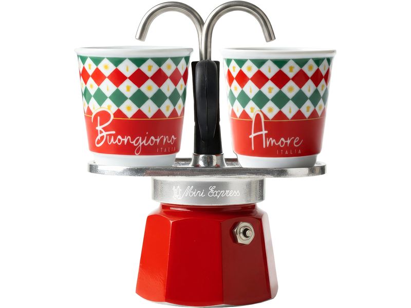 Bialetti Espressokocher Mini Express, Italia Damier, 2 Tassen