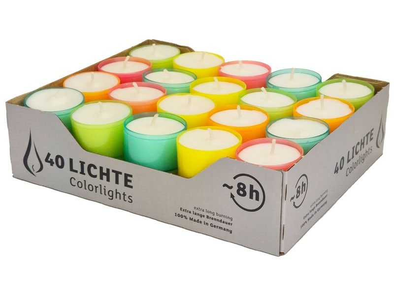 Wenzel Kerzen Teelichter Colorlights Summer-Edition 2.4 cm, 40 Stück
