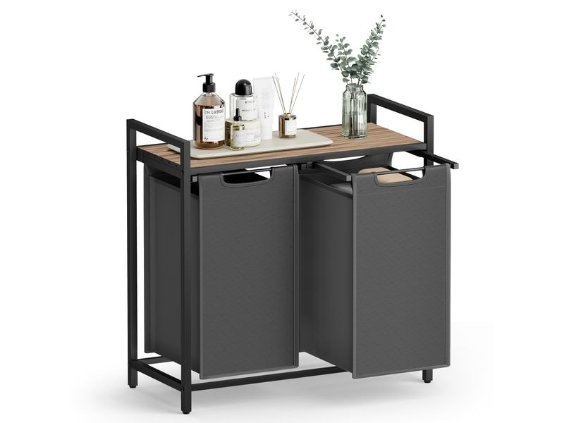 [2109723] VASAGLE Wäschekorb mit 2 Ablagen 92 l, Grey