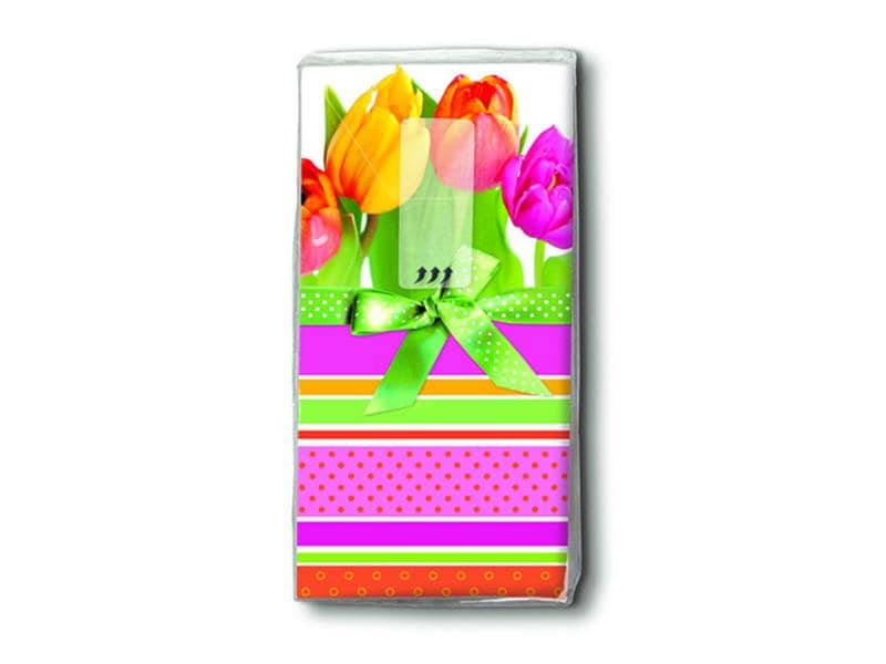 Paper + Design Taschentücher Tulpen und Streifen 1 Päckchen