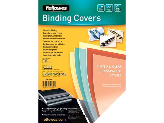 [2028229] Fellowes Einbanddeckel 180 g/m², 100 Stück, Transparent