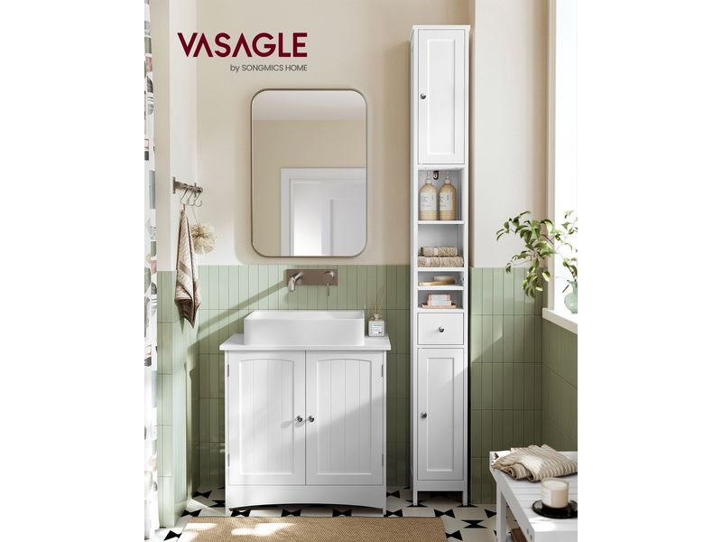 VASAGLE Kommode Landhausstil 21.4 x 180 cm, Weiss