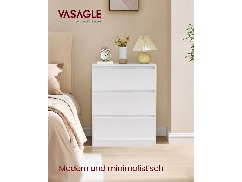 [2109816] VASAGLE Kommode mit 3 Schubladen 60 x 75 cm, Weiss