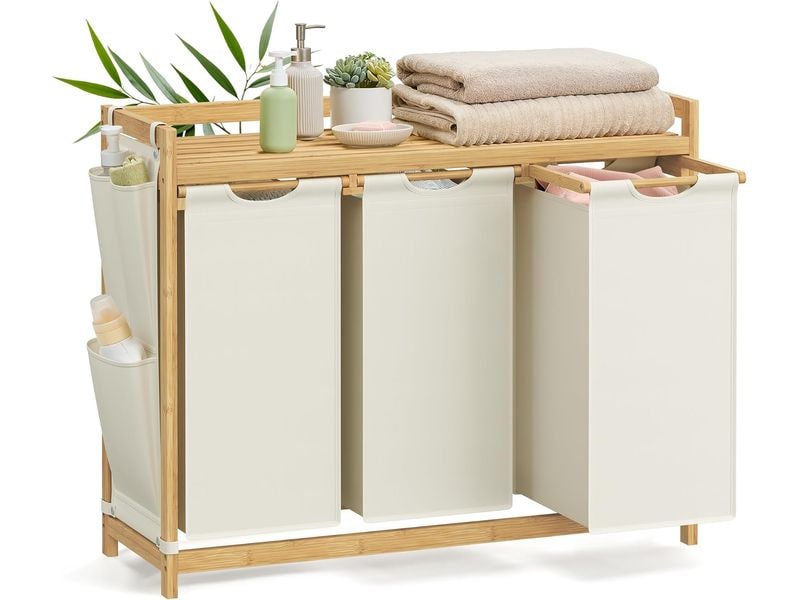 Songmics Wäschekorb 150 l, Weiss
