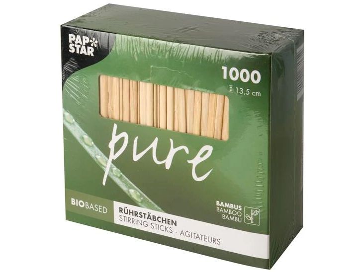 Papstar Einweg-Rührstäbchen PURE 13.5 cm 1000 Stück Beige
