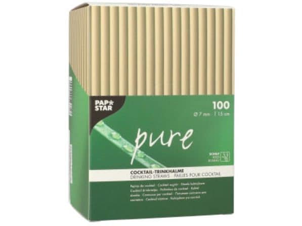 Papstar Strohhalm Schilf PURE 100 Stück, Braun