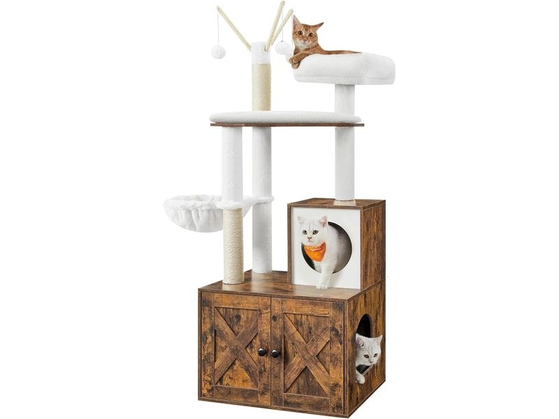 Feandrea Kratzbaum mit Schrank, 58 x 50 x 150 cm