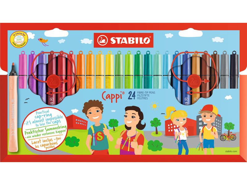 STABILO Cappi Fasermaler Spitze 1 mm, im 24er Etui