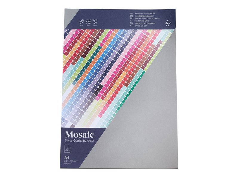 Artoz Designpapier Mosaic A4, 25 Blatt, Silber