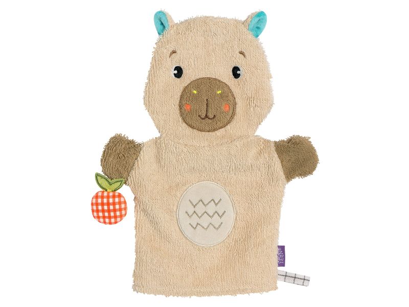 fehn Baby-Waschhandschuh Capybara, Beige / Braun, 25 cm