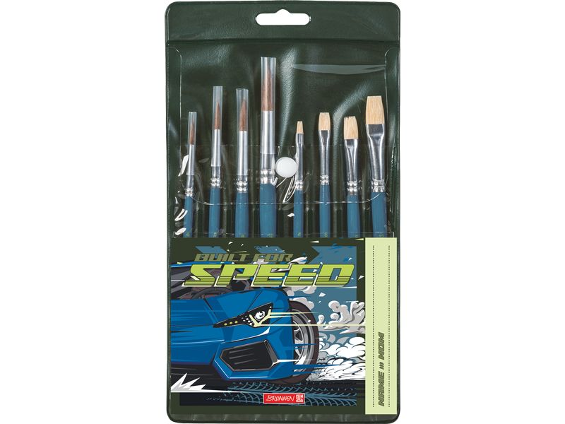Brunnen Schulpinsel-Set Fast Wheels, 8 Pinsel