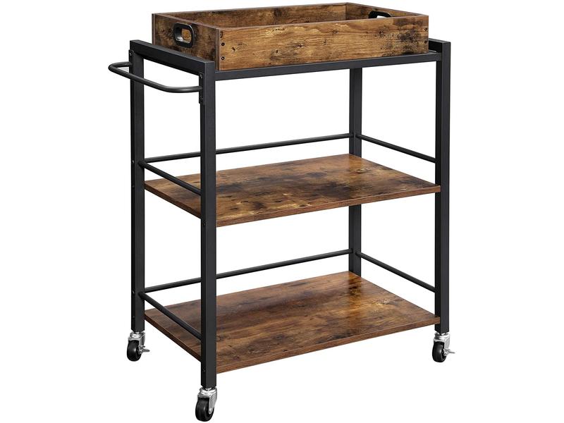 [1171315] VASAGLE Bartrolley mit Tablett 65 x 86 cm, Braun/Schwarz