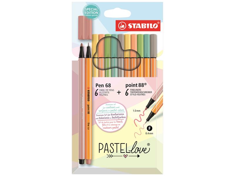 STABILO Pen 68 & Point 88 Pastellove 12er Set