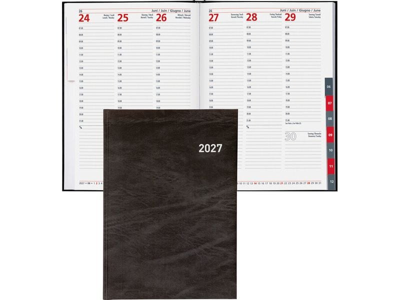 [2094441] Biella Geschäftsagenda Registra 7 plus Marmor, 2027, Schwarz