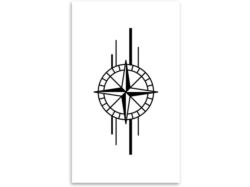 minink Tattoo Kompass mit Linien Grösse: L (4.0 cm x 8.0 cm)