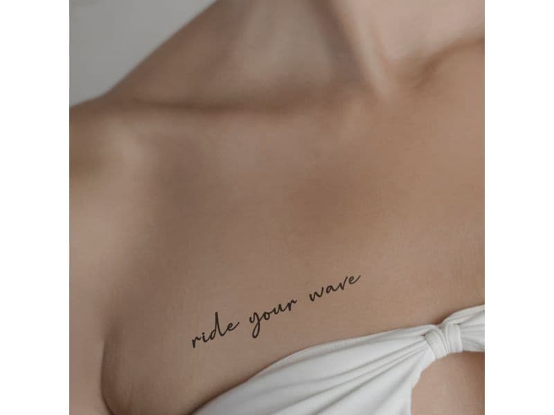 minink Tattoo Schrift ride your wave Grösse: L (1.9 cm x 9.0 cm)