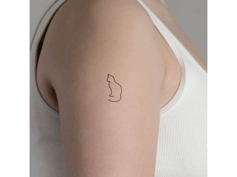 minink Tattoo Katzen minimalistisch Grösse: S (1.6 cm x 3.0 cm)