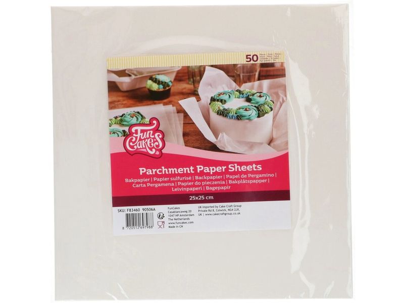 [2137026] Funcakes Backpapier Bento Cake, 25 x 25 cm, 50 Stück