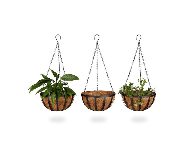 [2141648] relaxdays Blumenampel Kokos 3er Set