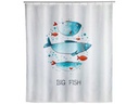 Wenko Duschvorhang Big Fish 180 x 200 cm, Mehrfarbig/Weiss
