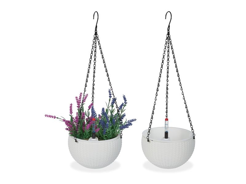 [2141647] relaxdays Blumenampel mit Wasserspeicher 2er Set 18.5 x 11.5 cm