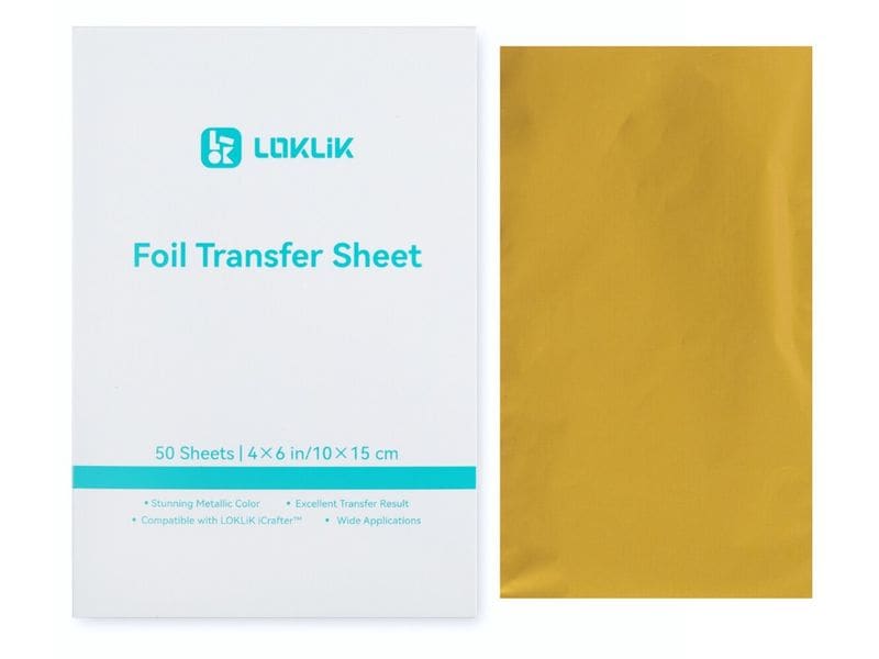 LOKLIK Folien-Transferbögen 10 x 15 cm, 50 Stück, Gold