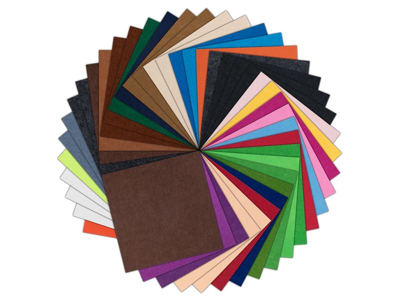 LOKLIK Filzblattbündel Mix 20.5 x 20.5 cm, 42 Stück, Mehrfarbig