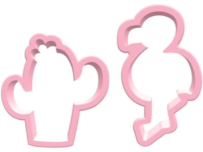 BackshopSchweiz Guetzli-Ausstecher-Set Flamingo & Kaktus Bio-Kunststoff Rosa