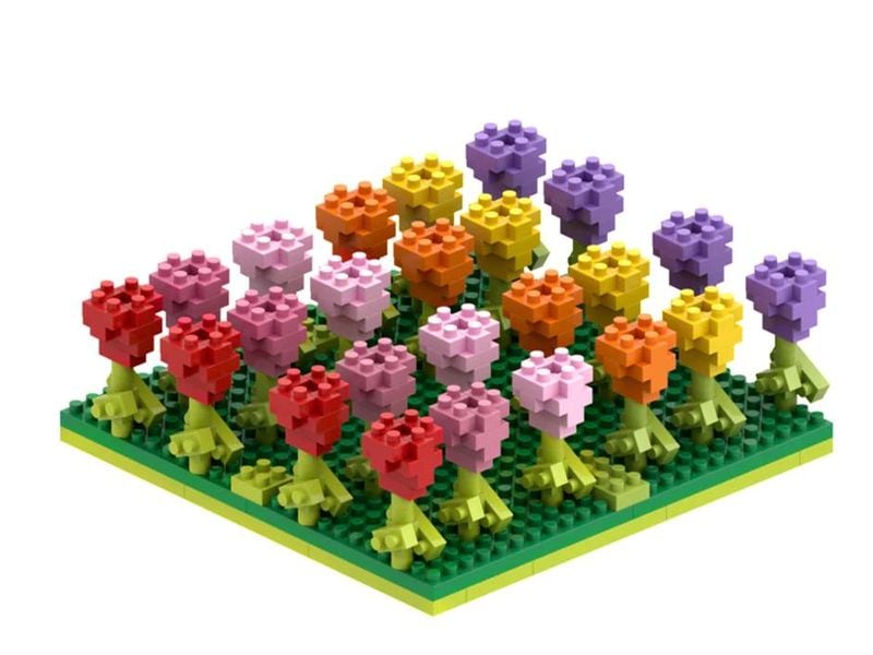 BRIXIES Bausteinmodell Tulpenfeld aus 381 Bausteinen