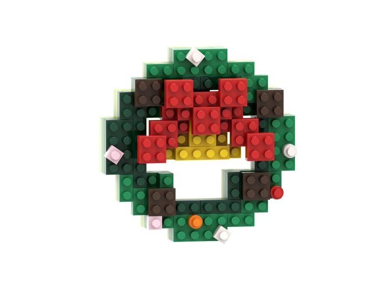 BRIXIES Bausteinmodell Weihnachtskranz aus 105 Bausteinen