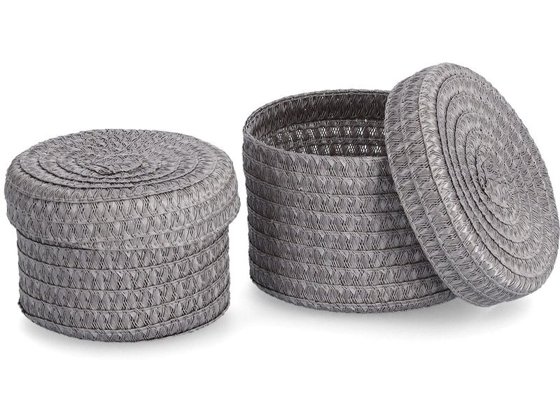 Zeller Present Aufbewahrungsbox Korb-Set mit Deckel 2 Stück Grau