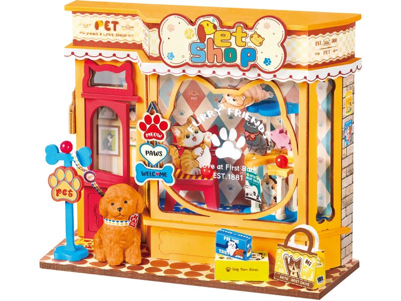 Rolife Bausatz Pawfect Pet Shop 98 Teile Miniatur-Tiergeschäft