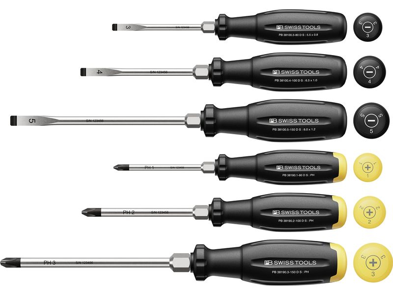 PB Swiss Tools Schraubenzieher-Set SwissGrip Evo Schlitz Phillips