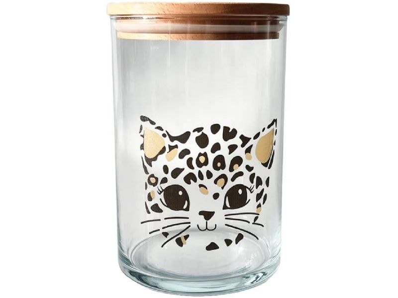 Wunderle Vorratsglas Katze Leoprint 880 ml, mit Holzdeckel