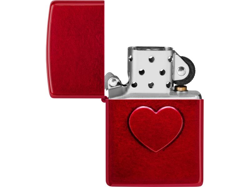 ZIPPO Stamped Heart Design Rot