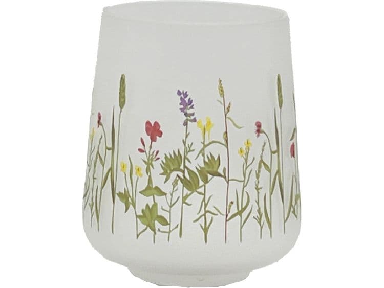 CHALET Windlicht Wiesenblumen 16 cm, Weiss