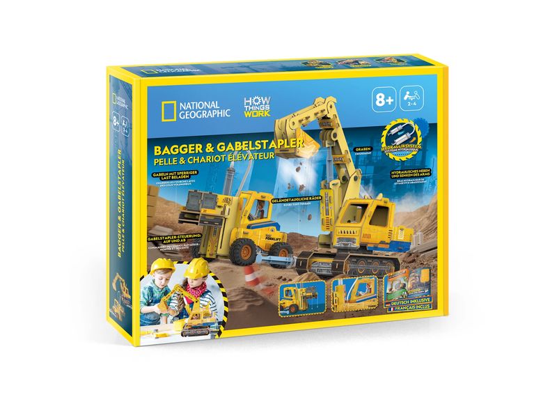 [2144502] CubicFun Bagger & Gabelstapler mit Hydrauliksystem