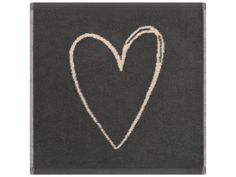 Cawö Waschlappen Heart Beats 30 x 30 cm, Beige/Grau
