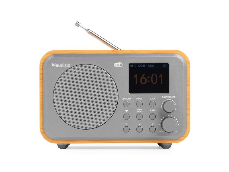 [2132082] Audizio Milan-Bamboo DAB+ Radio mit BT u. FM, bambusfarben Grau