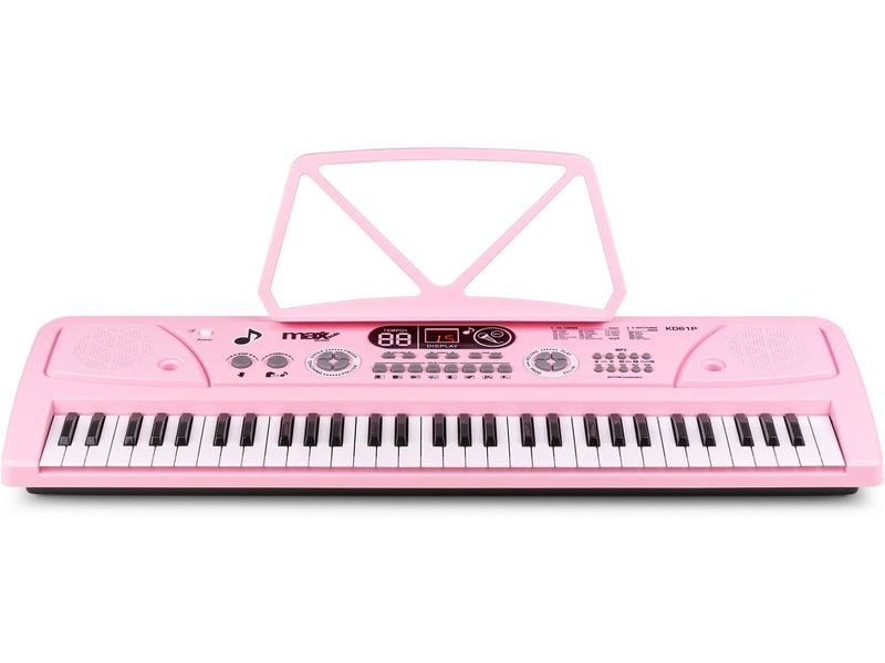 [2132196] MAX Keyboard KD61P Kinderklavier Pink 61 Tasten LED-Display