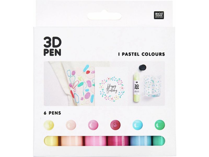 Rico Design Bastelfarbe 3D Pen Pastel 6 x 27 ml