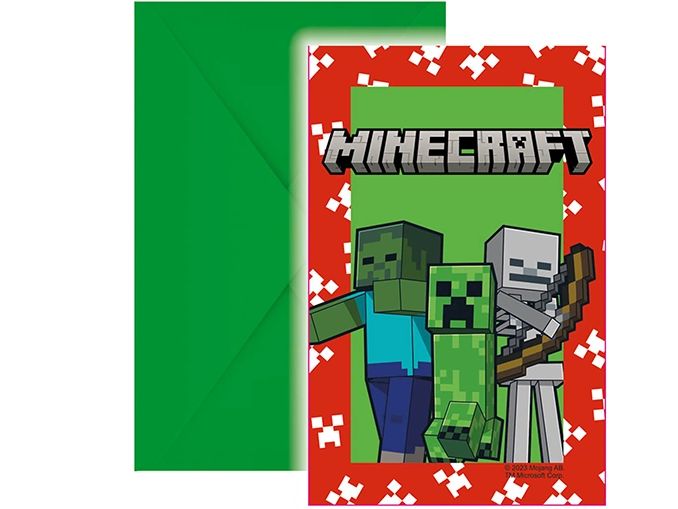 We fiesta Party Einladungskarte Minecraft 6 Stück